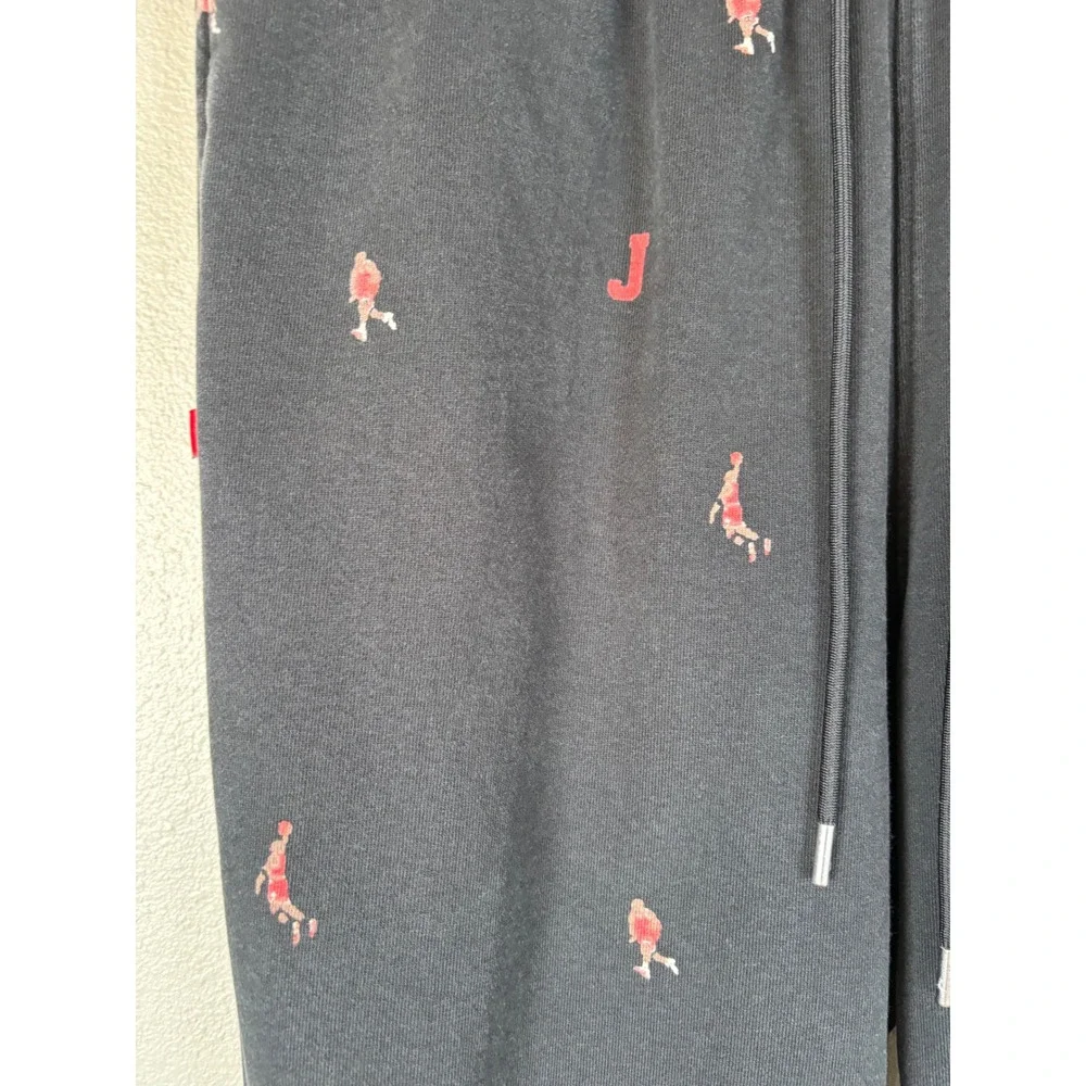 Jordan Mens XXL Black All Over Jumpman Logo Fleece Jogger Sweatpants Drawstring
